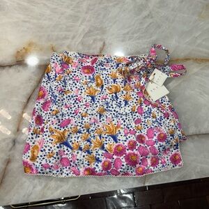 Agua by Agua Bendita Floral Swim Sarong - Pink, Blue, and Gold